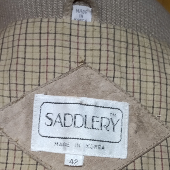 Saddlery Tan Suede Leather Jacket size 42 - Picture 6 of 8